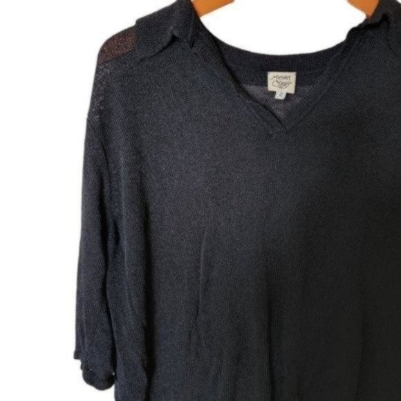 Margaret O'Leary Pullover Sweater Black Collar Viscose Knit Tunic size 2 - Picture 6 of 10